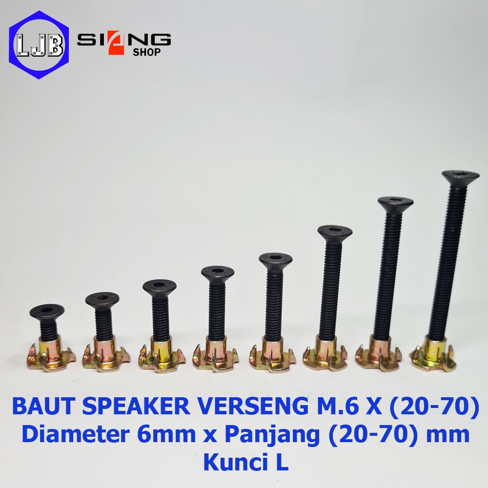 Baut Speaker Cakar JF L Verseng M6 panjang 20 sd 70mm