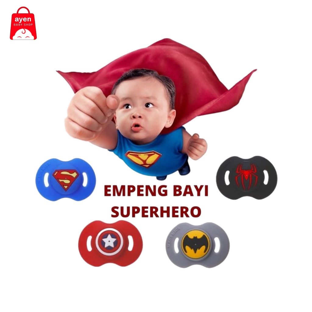 Empeng Bayi Dot Silikon Model Gepeng Superhero Magemior Pacifier