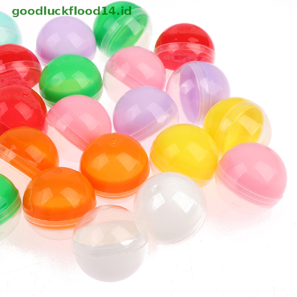 [GOOGFOUR] 100 Pcs Plastik Kosong Mainan Vending Kapsul Setengah Bening Half Color Round Ball [TOP]