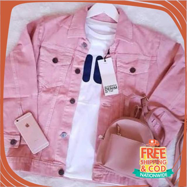 JAKET JEANS NEW BREND DENIM UNISEX/ JAKET JEANS DENIM OVERSIZE WARNA PINK TUA WANITA /PRIA