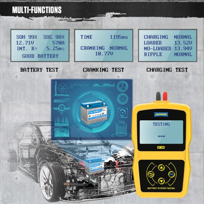 AUTOOL BT360 Car Battery Tester System Diagnostic Analyzer For Aki 12 Volt