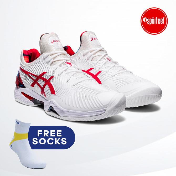 Asics Court FF 2 White Classic Red Novak Djokovic Tennis Sepatu Tenis