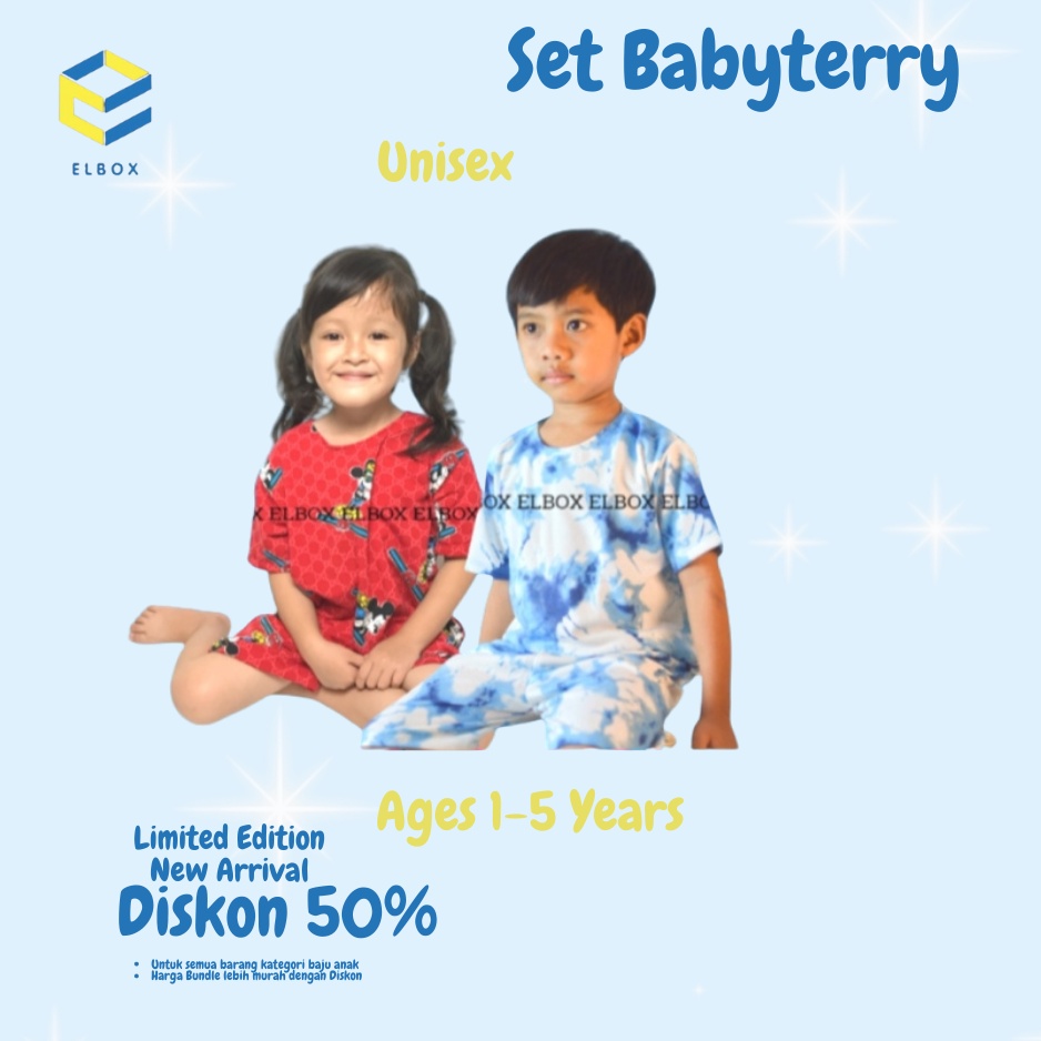 ELBOX SETELAN ANAK KAOS UNISEX / PIYAMA ANAK CELANA PENDEK (UNISEX) 1-6THN