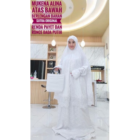 MUKENA ALINNA/MUKENA TERBARU/MUKENA SUTRA JEPANG ORIGINAL/MUKENA SETELAN BERLENGAN/MUKENA HANTARAN/M