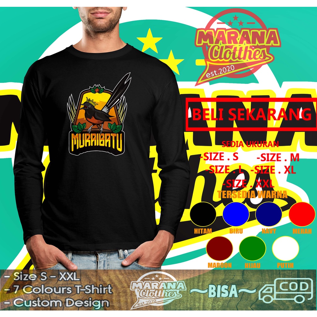 KAOS BURUNG MURAI BATU LENGAN PANJANG BAJU DISTRO