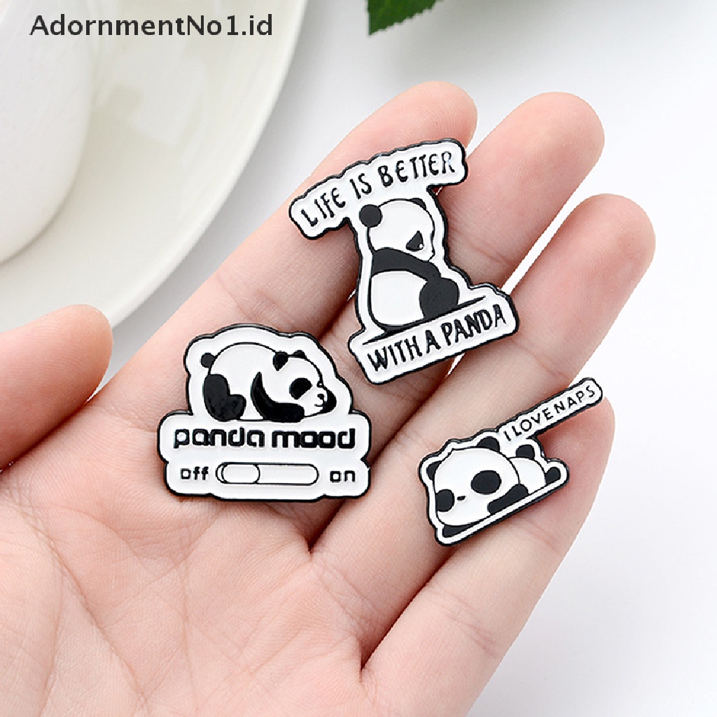 [AdornmentNo1] Kartun Lucu Malas Raksasa Panda Bros Lencana Enamel Ransel Lapel Enamel Pin Hadiah [ID]