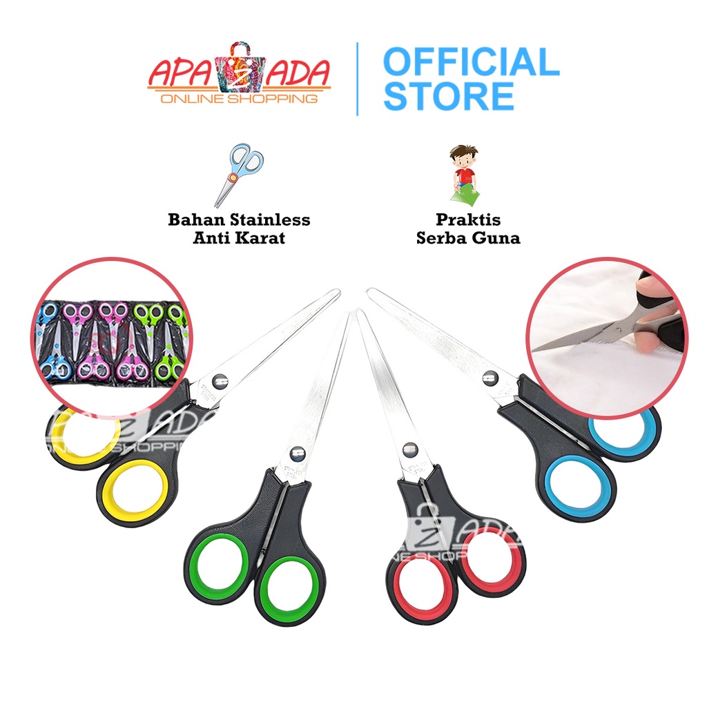 

Apazada Scissors Gunting Stainless Anak Sekolah Satuan Murah / Gunting Kain Kertas Kantor SC-SQ01