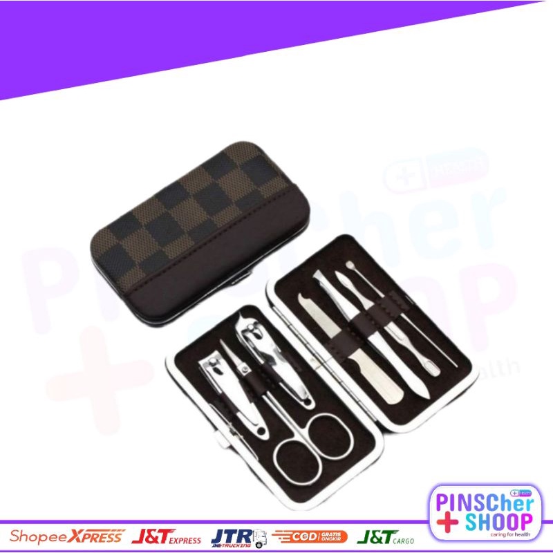 Manicure Set 7 in 1 Motif Kotak &amp; Kartun Set Peralatan Potong Kuku