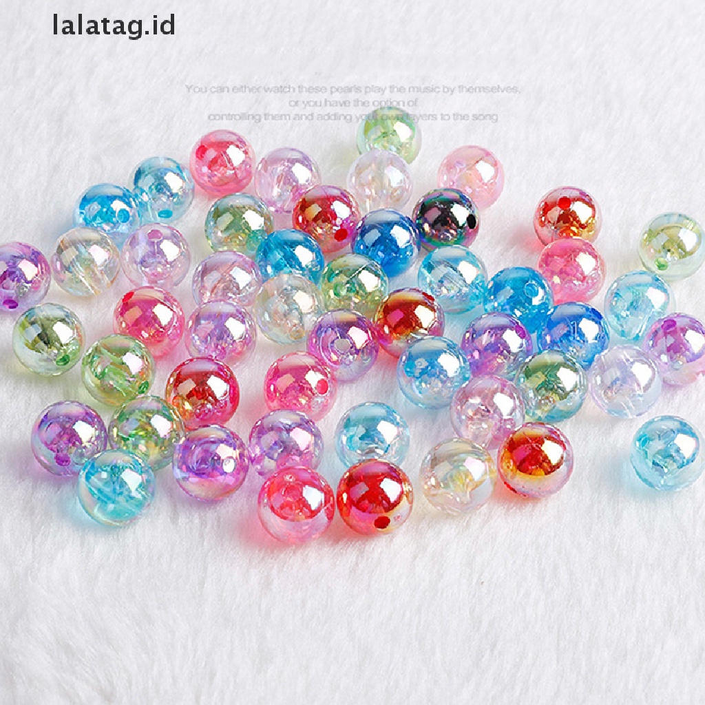 [lalatag] 50pcs 8mm AB Warna Bening Warna-Warni Longgar Bulat Transparan Spacer Manik DIY Bahan Gelang [ID]