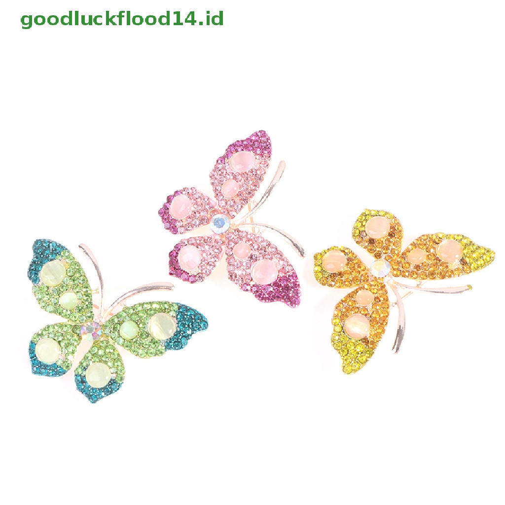 [GOOGFOUR] 1pc Elegan Pesona Kupu-Kupu Bros Wanita Berlian Imitasi Besar Butterfly Pins Hadiah [TOP]