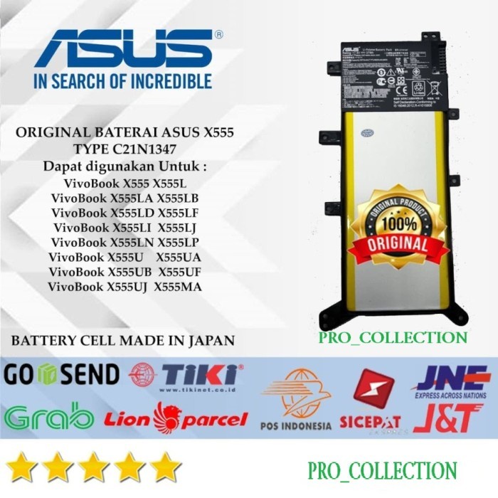 Batrei Baterai Tanam Laptop Asus X555B X555Q X555Qg C21N1347 Original