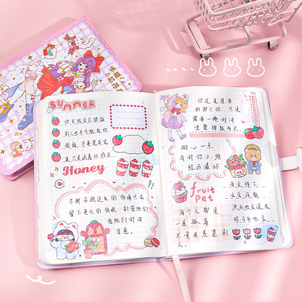 MSY Book Diary 128 lembar/132lembar Motif Kartun Lucu/Motif Aesthetic Anime/Notebook Agenda/Diary Portable Unik