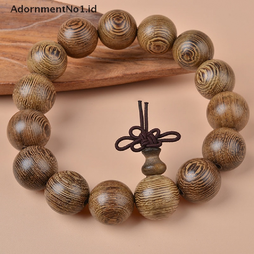 [AdornmentNo1] 15mm Kayu Tibet Buddha Budha Tasbih Gelang Mala Bangle Wristband [ID]