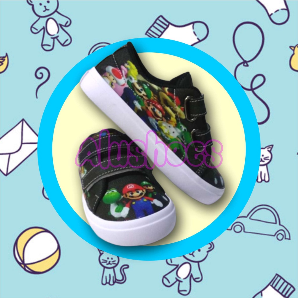 Sepatu Sekolah Super Mario Bros Gratis Cetak Nama