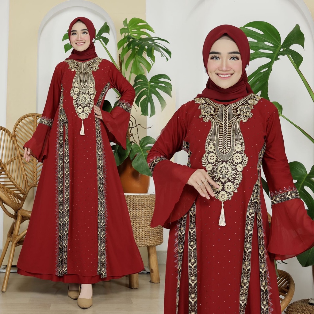 Gamis Abaya Turky Mewah Full Bordir-Gamis Arab Kekinian-Dress Muslimah Remaja-Abaya Turky Hitam