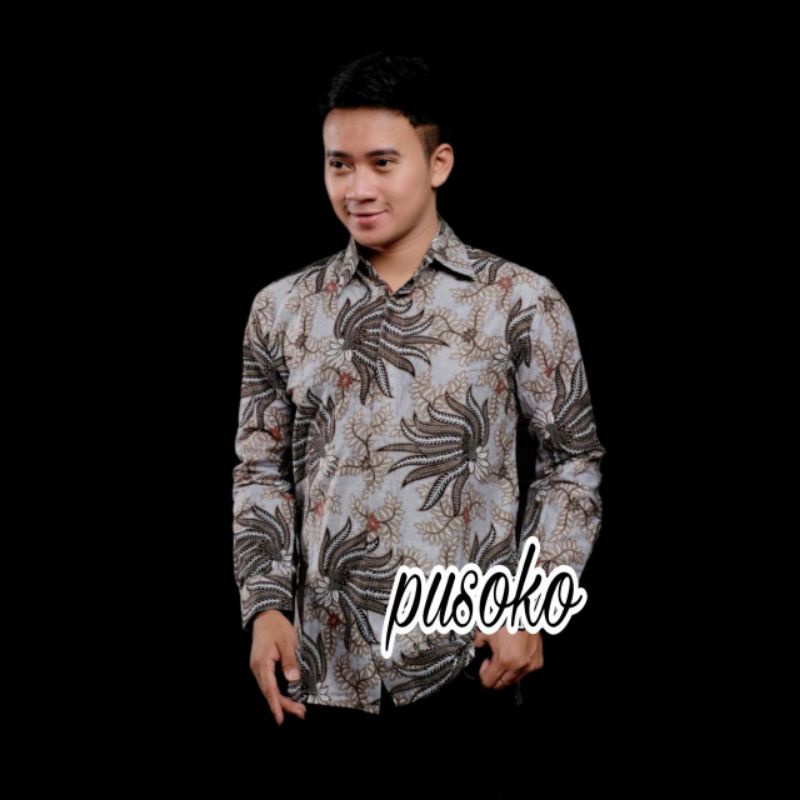 Kemeja Batik Lengan Panjang Pria Modern Slimfit Baju Batik Pria Dewasa Atasan Hem Batik