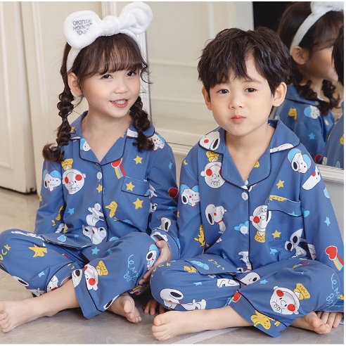 babyfit [3-8thn] piyama kerah baju tidur setelan panjang anak cewek cowok import katun rayon  xs-0127