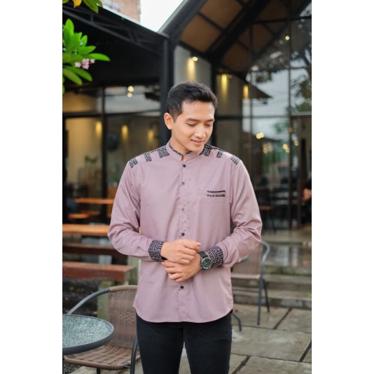 Baju koko Elrumi Terbaru Kemeja pria dewasa Kombinasi batik bisa COD