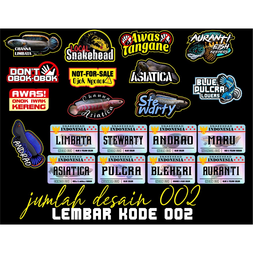 STIKER MINI IKAN GALAK GROSIR PER LRMBAR