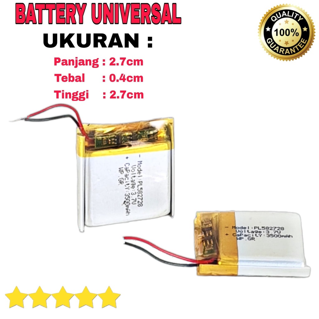Baterai Original Universal PL582728 UNTUK Bluetooth , speaker , Headset , Jam pintar , Smart Watch ,