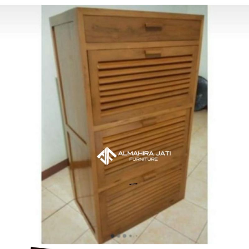 LEMARI RAK SEPATU KAYU JATI MINIMALIS BIG SIZE || BUFFET LEMARI RAK SEPATU SANDAL || LEMARI SERBAGUN