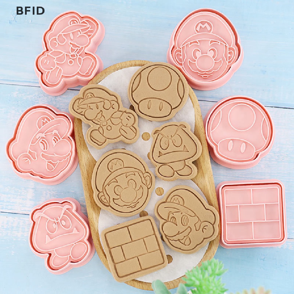 [BFID] 6pcs/set Super Mario Cetakan Kue Kering Anime Action Figure Cookie Fondant 3D Press Cetakan Alat Kue Pesta Halloween DIY Hadiah Ulang Tahun [ID]