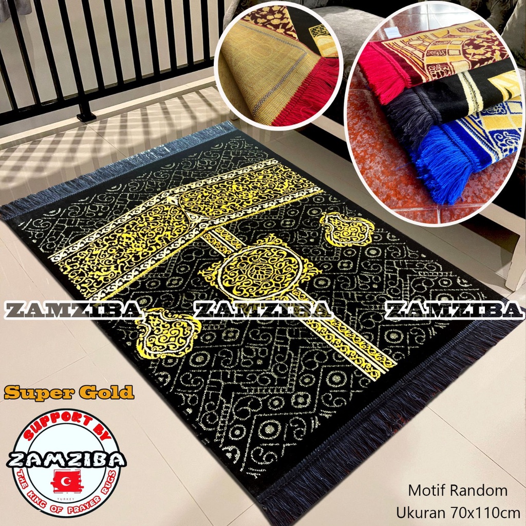 Sajadah Motif Kiswah warna dewasa Bulu Lembut, Tebal, Halus Sajadah Turki