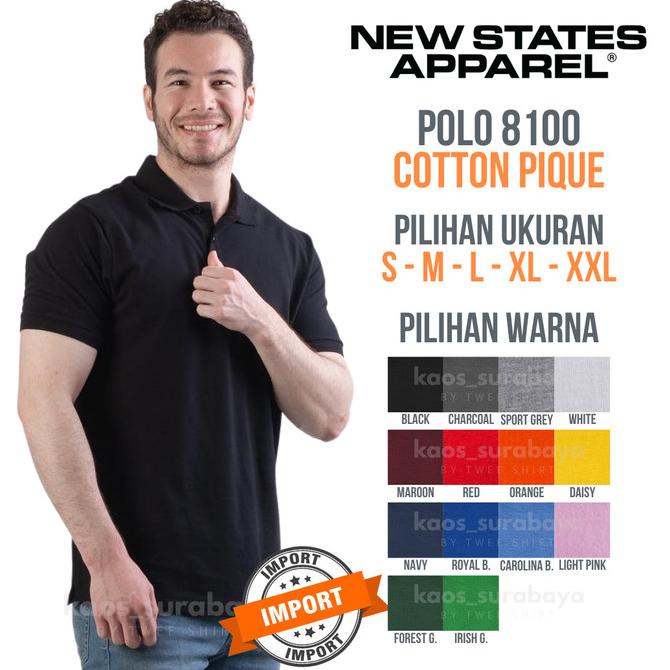 Kaos Kerah Polos Import Polo Shirt NSA New States Apparel