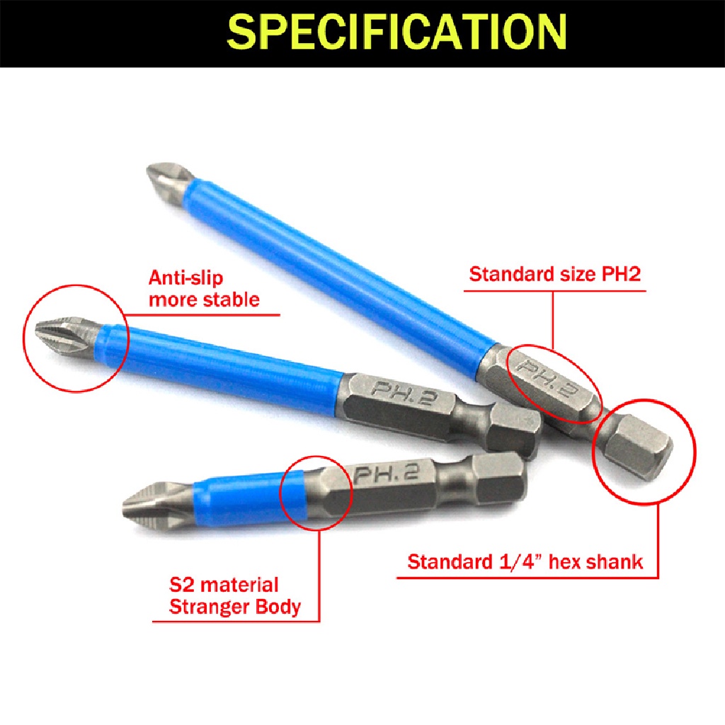 [BFID] Mata Obeng Elektrik Magnetik Anti Slip 1per4 &quot;Hex Shank Precision PH2 [ID]