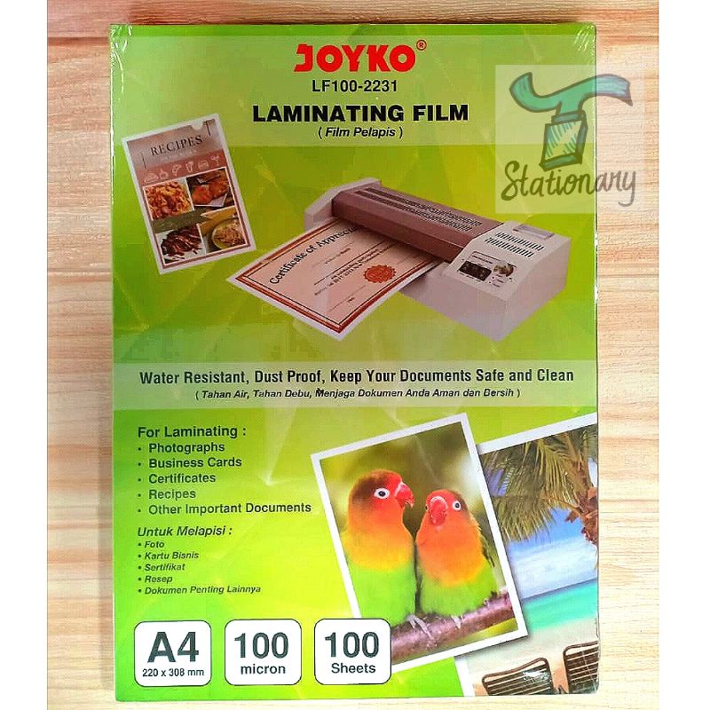 

Plastik Laminating Joyko A4 (22 x 30.8 cm).