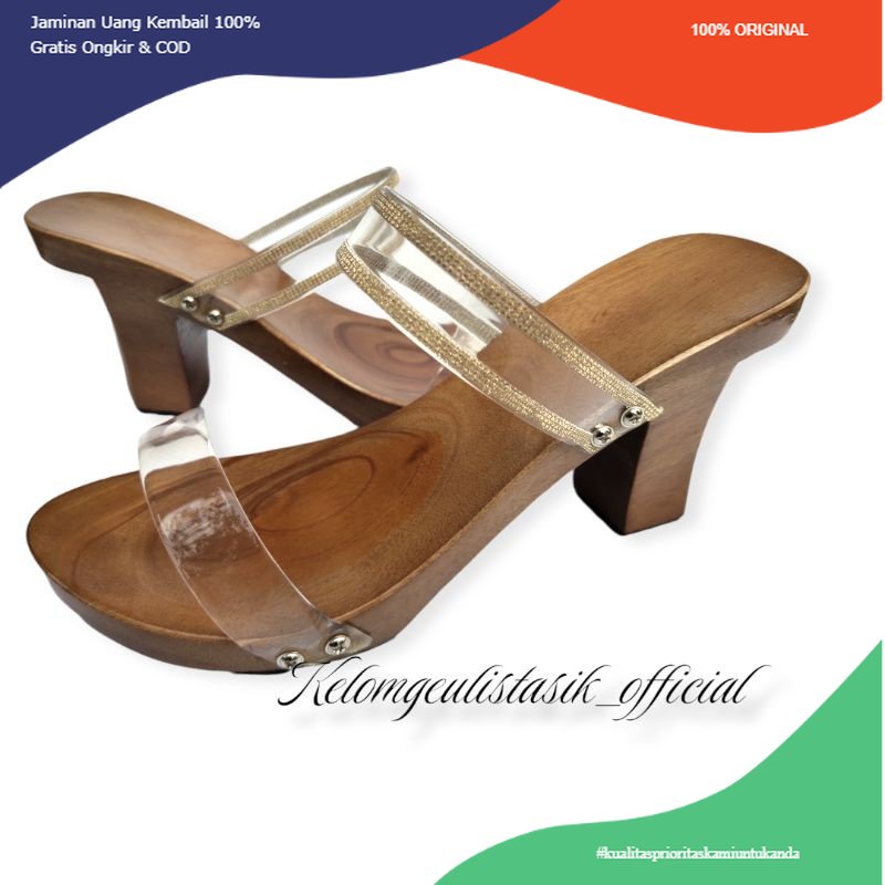 Sandal wanita Heels Tahu  Upper mika  7cm