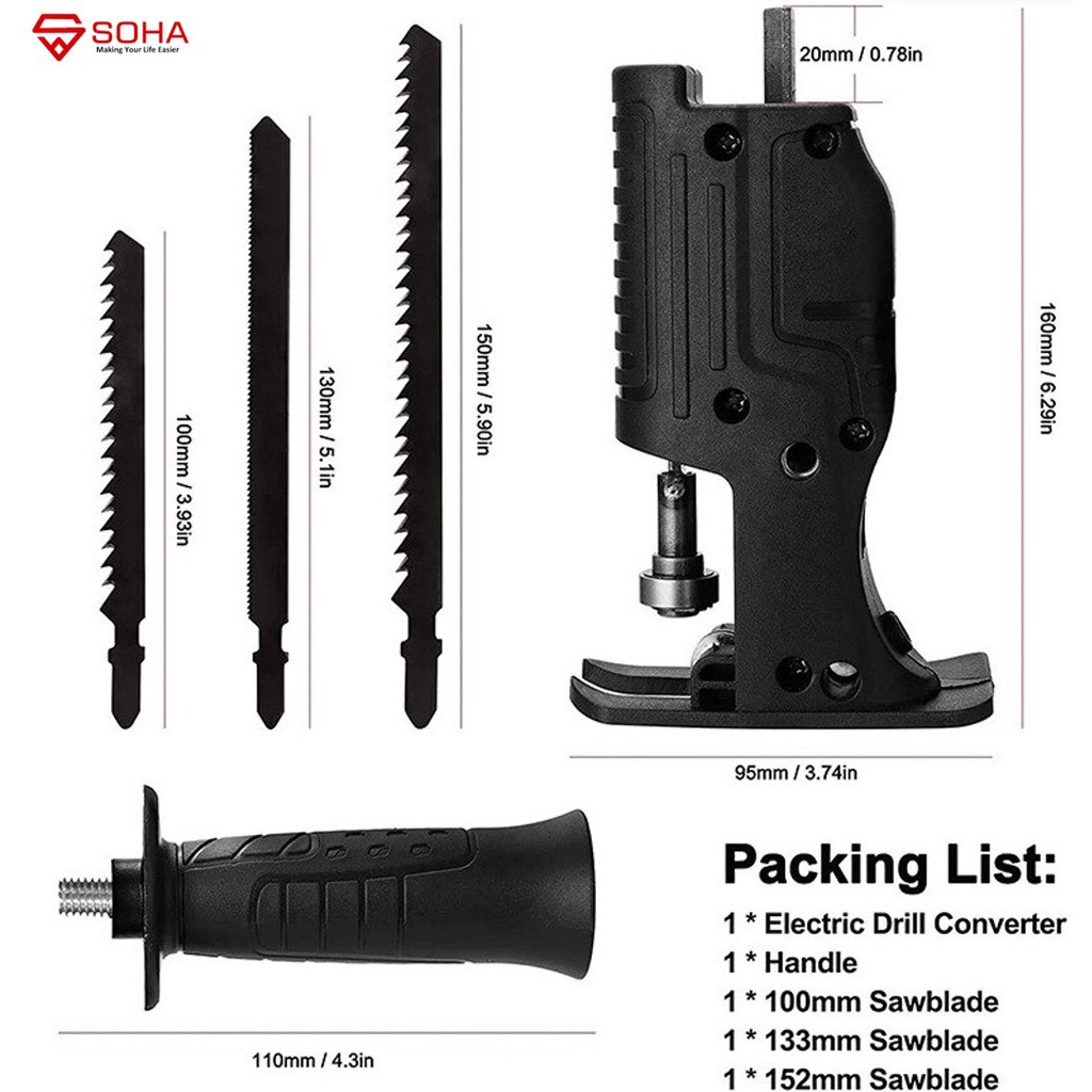 TK-12 Electric Saw Adapter Reciprocating Jigsaw / Konektor Electric Drill Jigsaw / Gergaji Bor Jig Saw Recipro / Saw Drill / Adaptor Bor Ke Gergaji