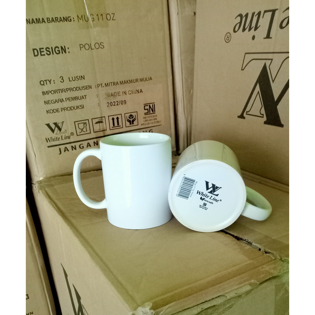 MUG COATING POLOS SUPERWHITE PREMIUM  IMPORT SNI (ASLI COATING BAWAAN PABRIK CINA) BUKA OPLOSAN / MU