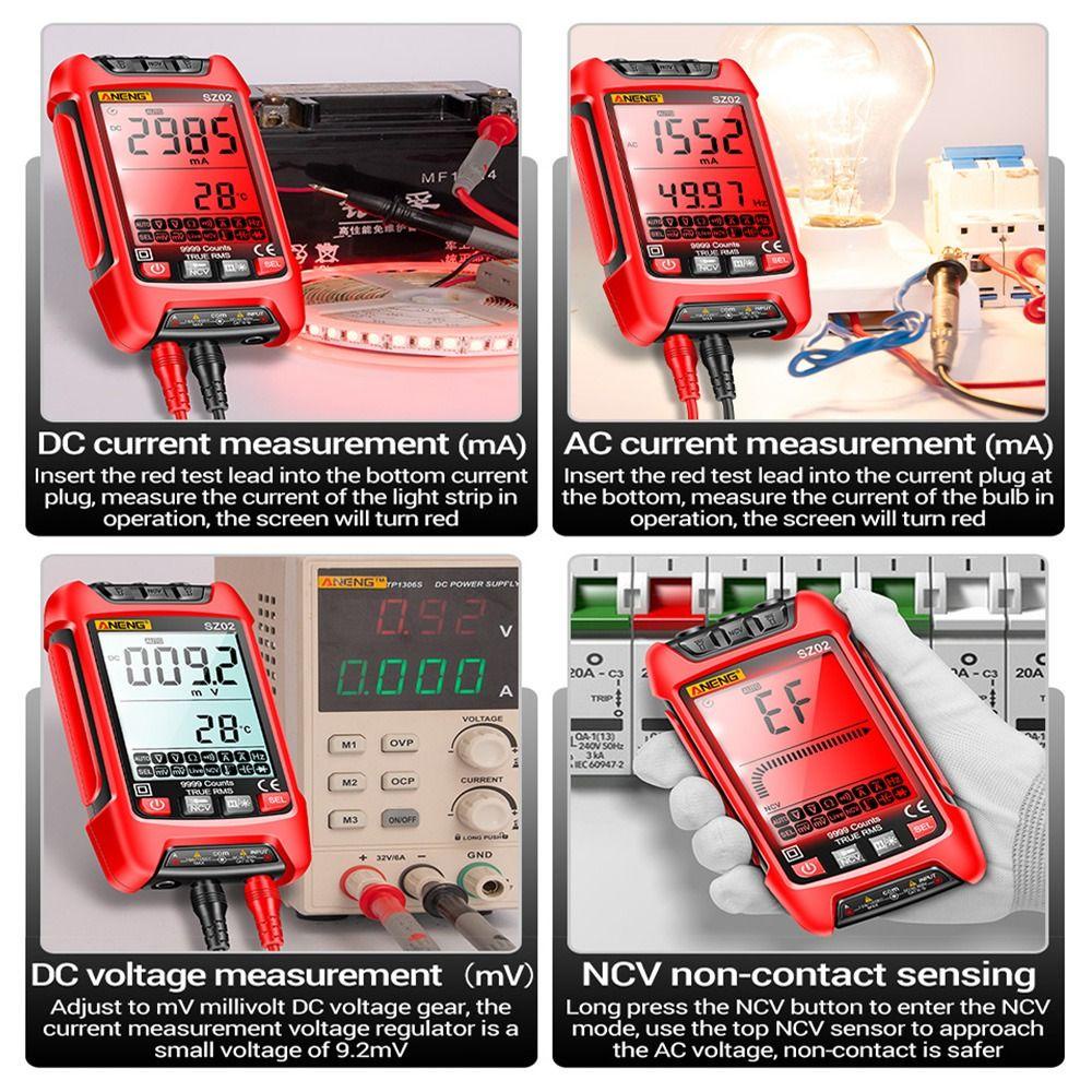 Nanas Smart Digital Multimeter ANENG SZ02 Auto-Ranging Temp Resistance Transistor Testers Pengukur Kapasitansi Listrik
