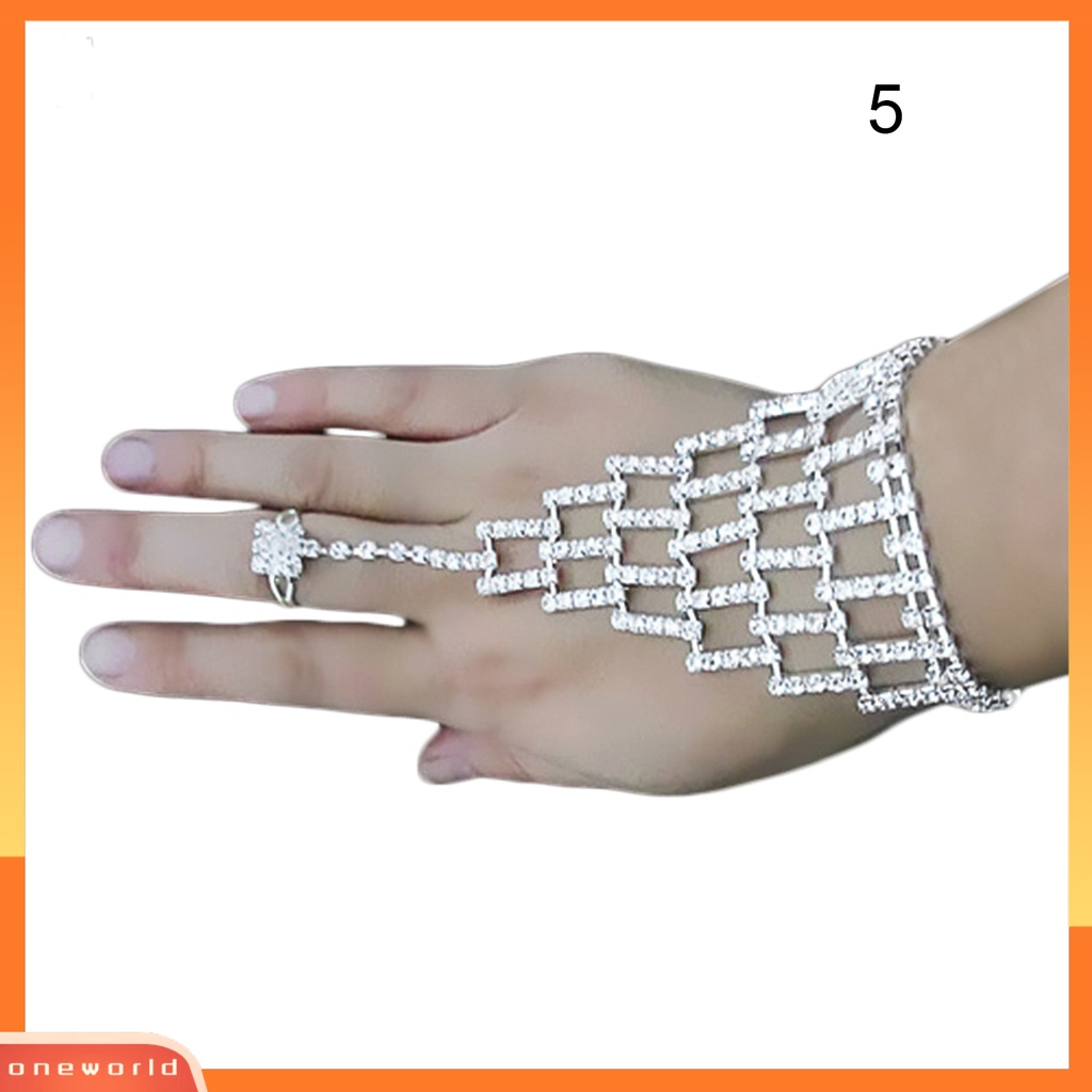{oneworld} Pengantin Pernikahan Kristal Berlian Imitasi Gelang Budak Gelang Harness &amp; Cincin Manset
