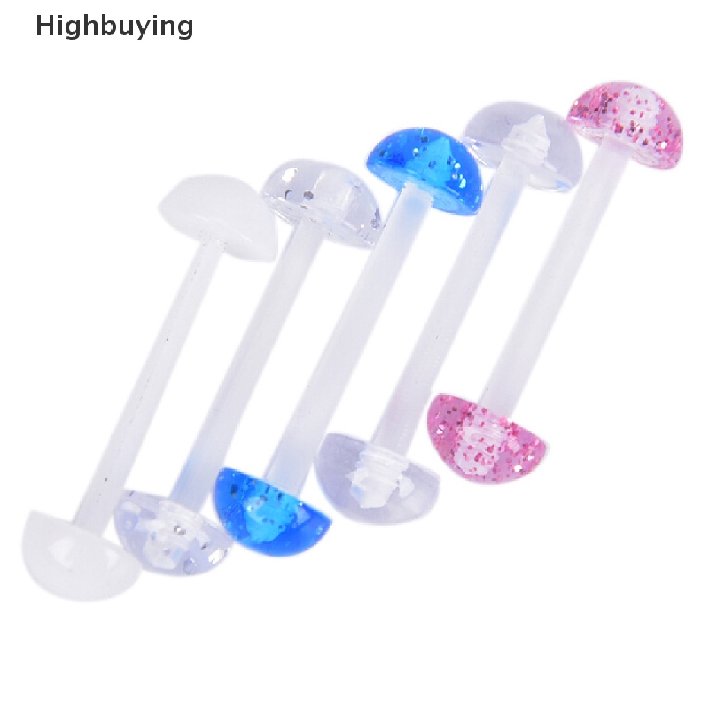 Hbid 5Pcs/Set Campuran Bola Akrilik Barbel Cincin Lidah Bar Lembut Studs Body Glory