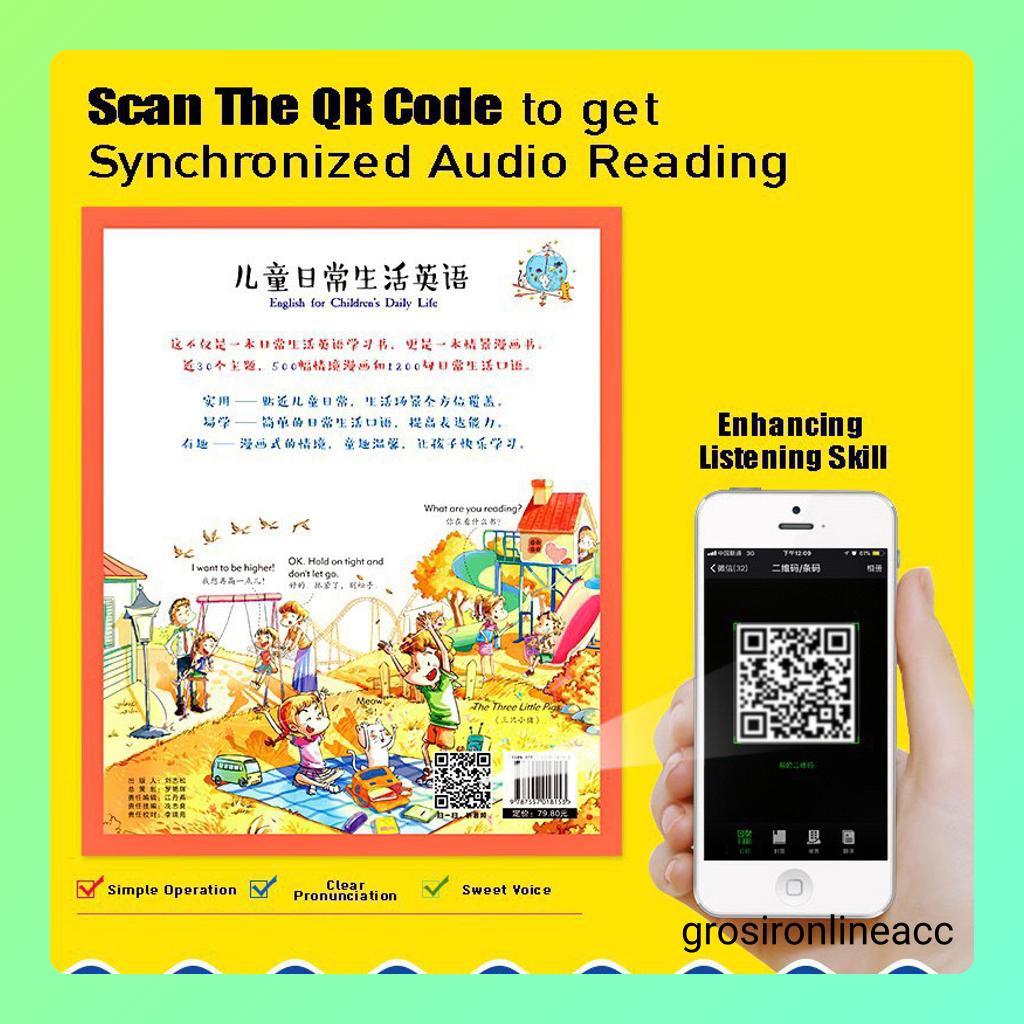 L Story Book kids Anak Belajar English Mandarin Scan QR Code Bilingual cover warna buku