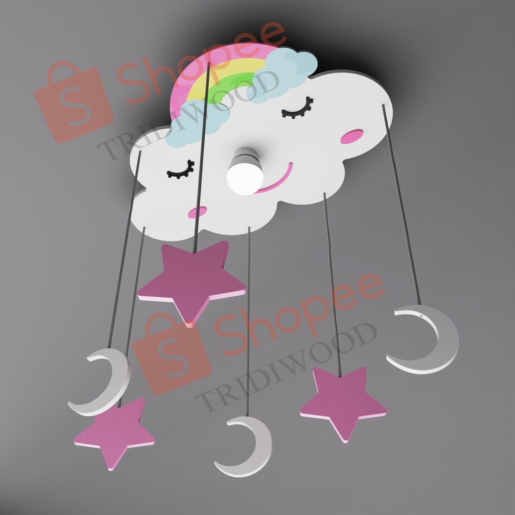 LAMPU PLAFON BENTUK AWAN DAN PELANGI