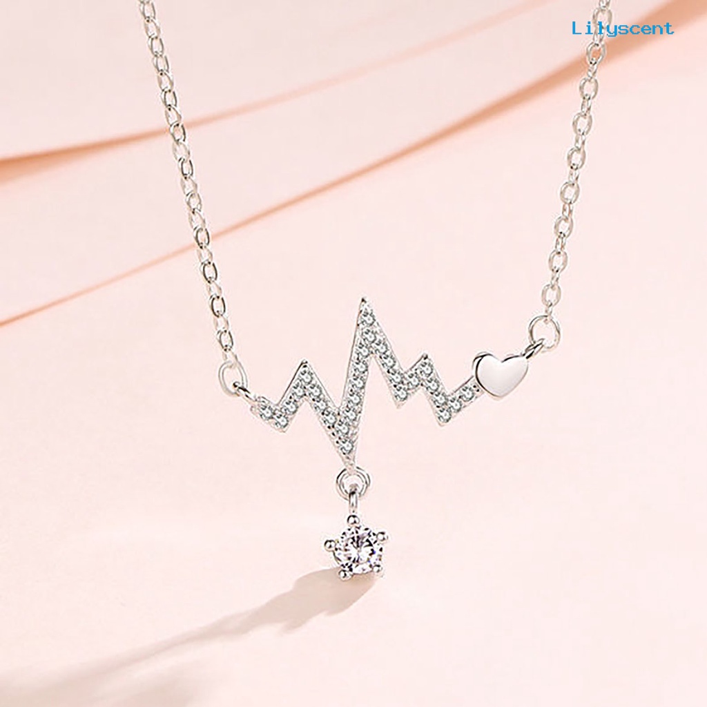 Ls Kalung Wanita Geometris Artistik Hati Ekg Liontin Alloy Necklace Untuk Pesta