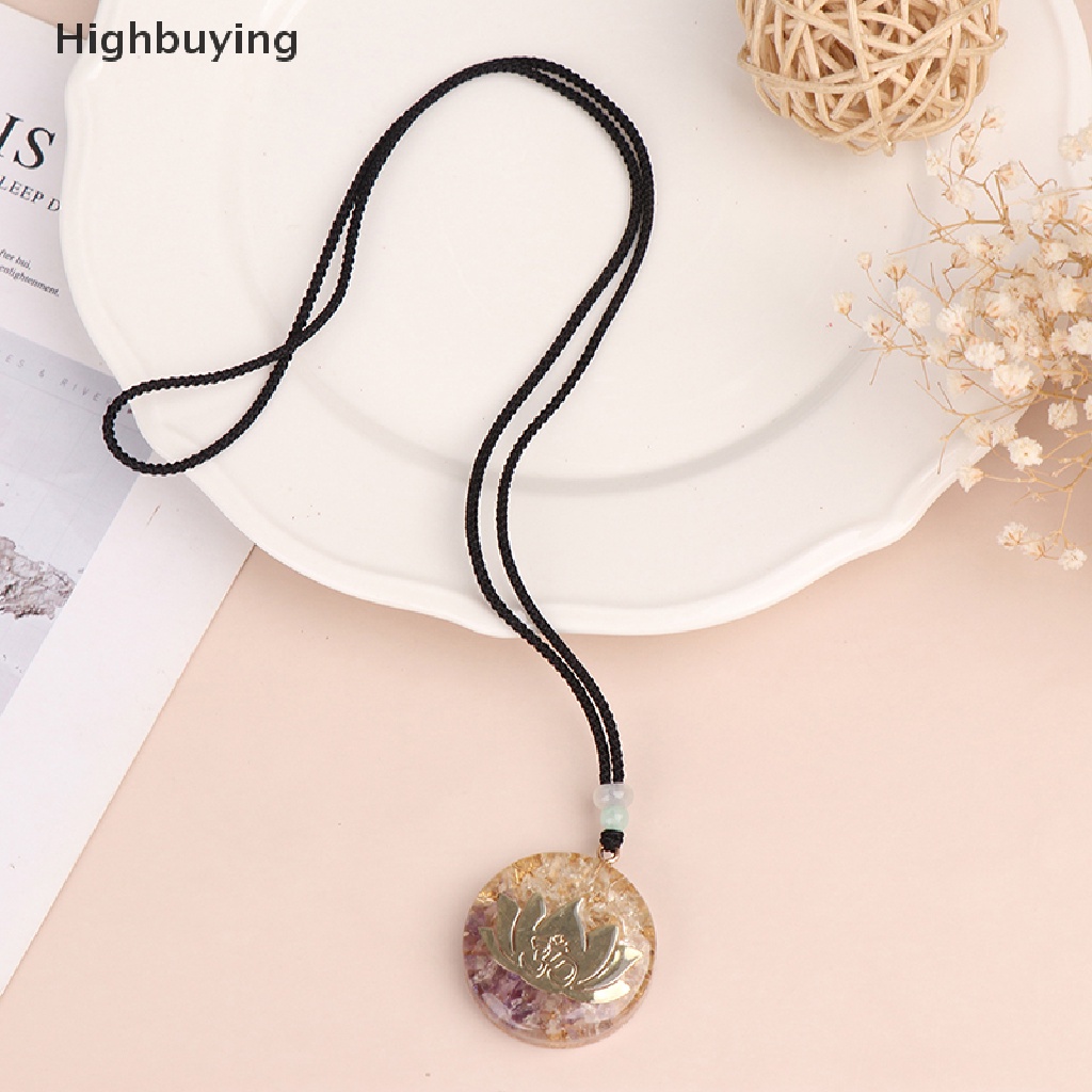 Hbid Orgonite Amethyst Energy Pendant Yoga Lotus Orgonite Kerajinan Tangan Kalung Pendant Glory