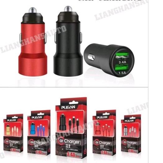 Depan1 CAR CHARGER CASAN HP MOBIL 3-1 USB KABEL FASH CHARGING 3.4A