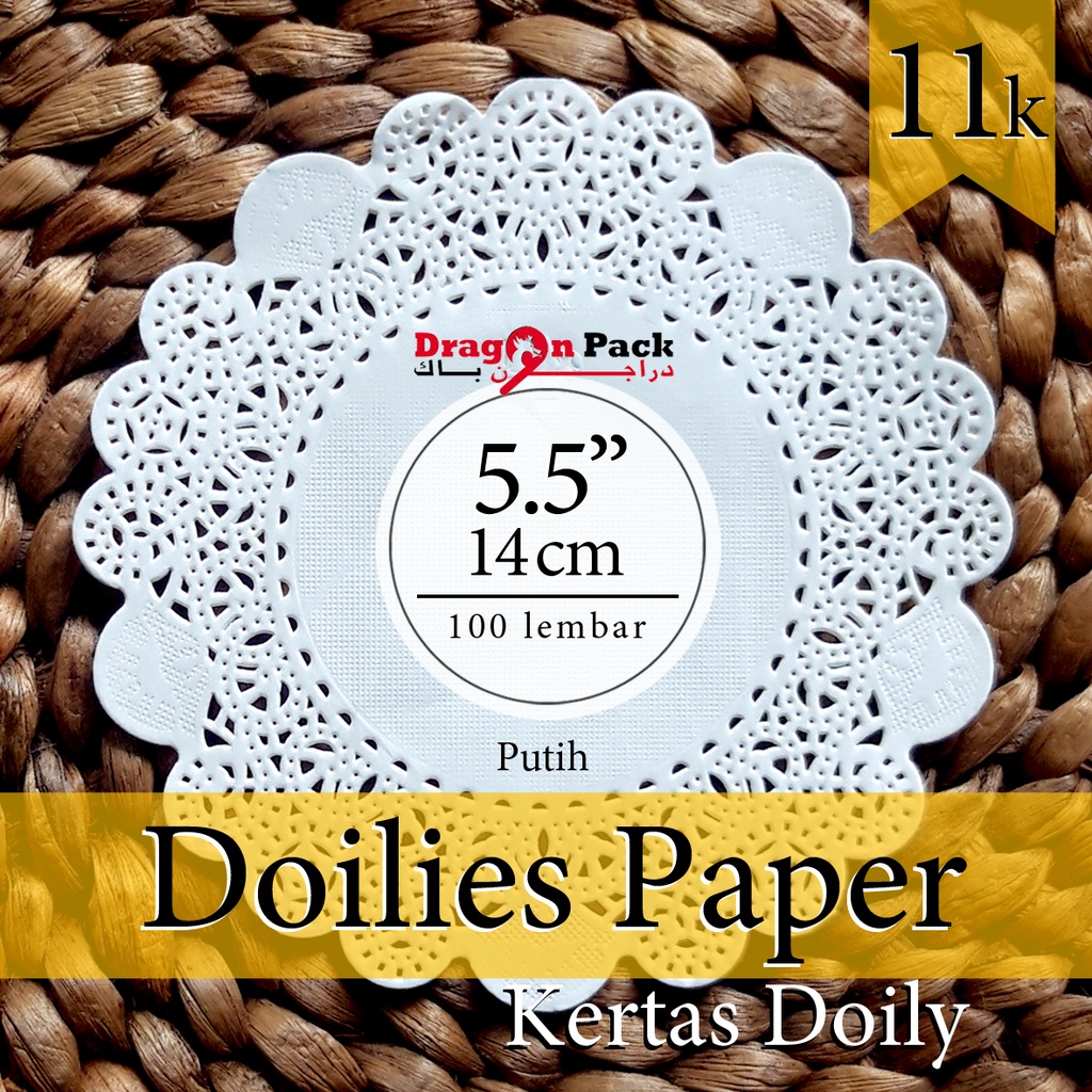 

Doily Paper Kertas Doilies 5.5" ( 14cm ) 1 pack isi 100 lembar / Kertas Alas Renda / DragonPack