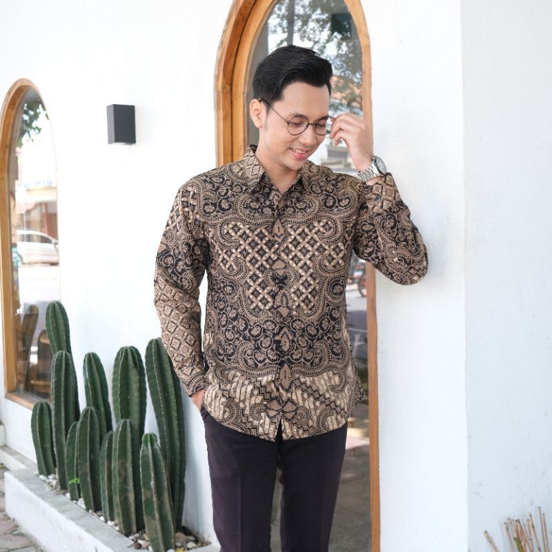 Baju Kemeja Batik Pria Lengan Panjang Slim Fit Premium Modern Full Furing Katun Halus SYAHUDA