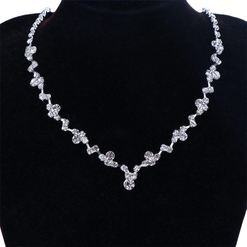Set Perhiasan Agustina Perhiasan Bersinar Anting Kalung Anting Set Set Pengantin Kristal