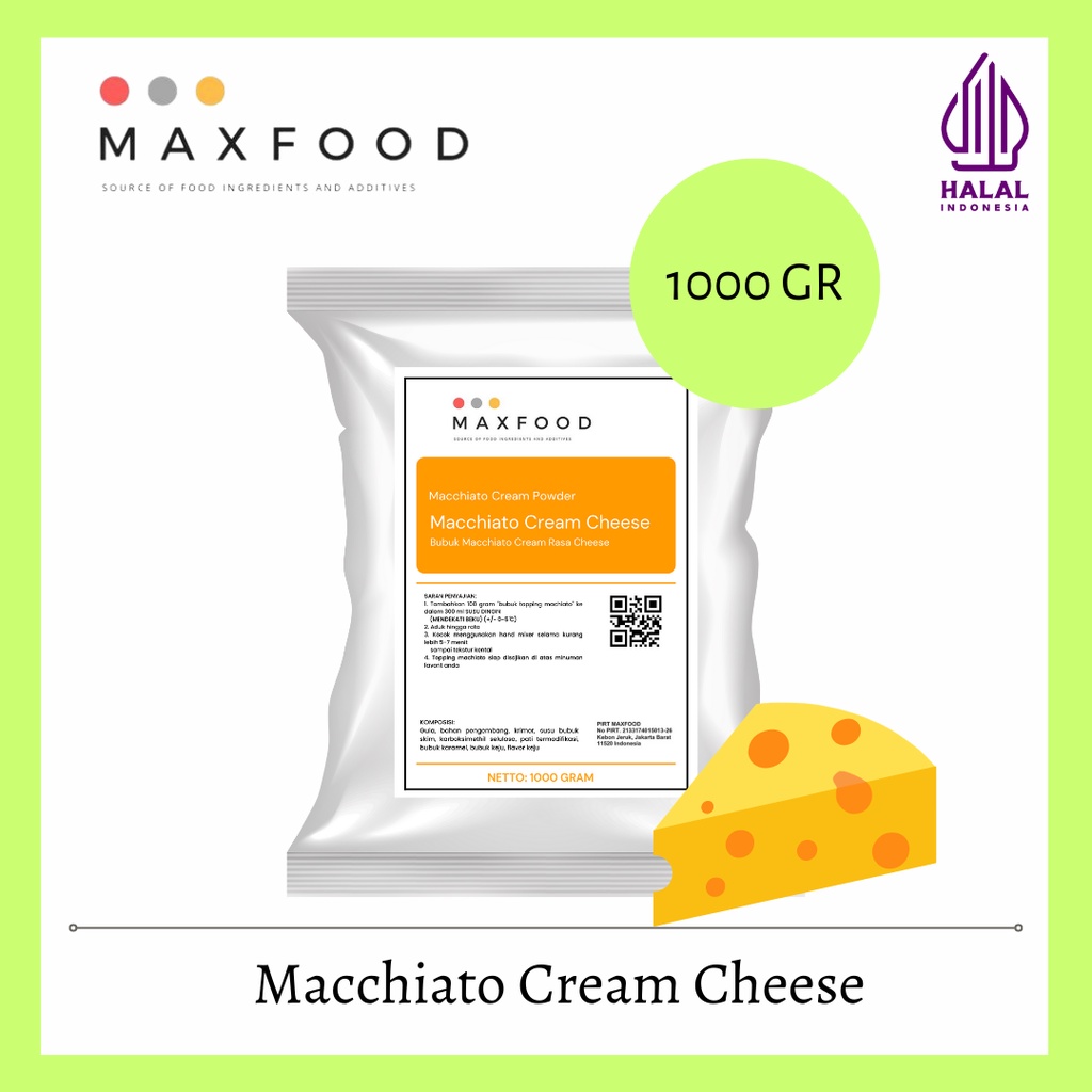 

MAXFOOD - Macchiato Cream Cheese / Bubuk Topping Minuman Macchiato Rasa Keju 1Kg