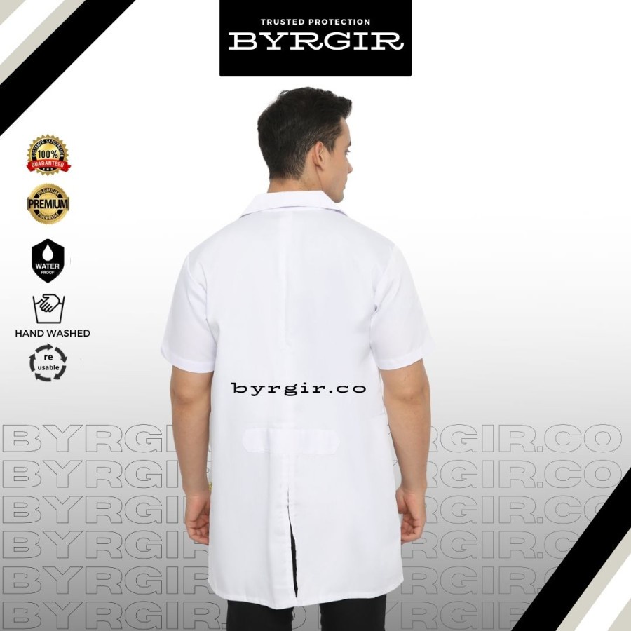 BYRGIR Jas Lab APD Baju Laboratorium  Lengan Pendek Baju RS Praktek Praktikum Lengan Panjang Jas Rumah Sakit Sneli Koas