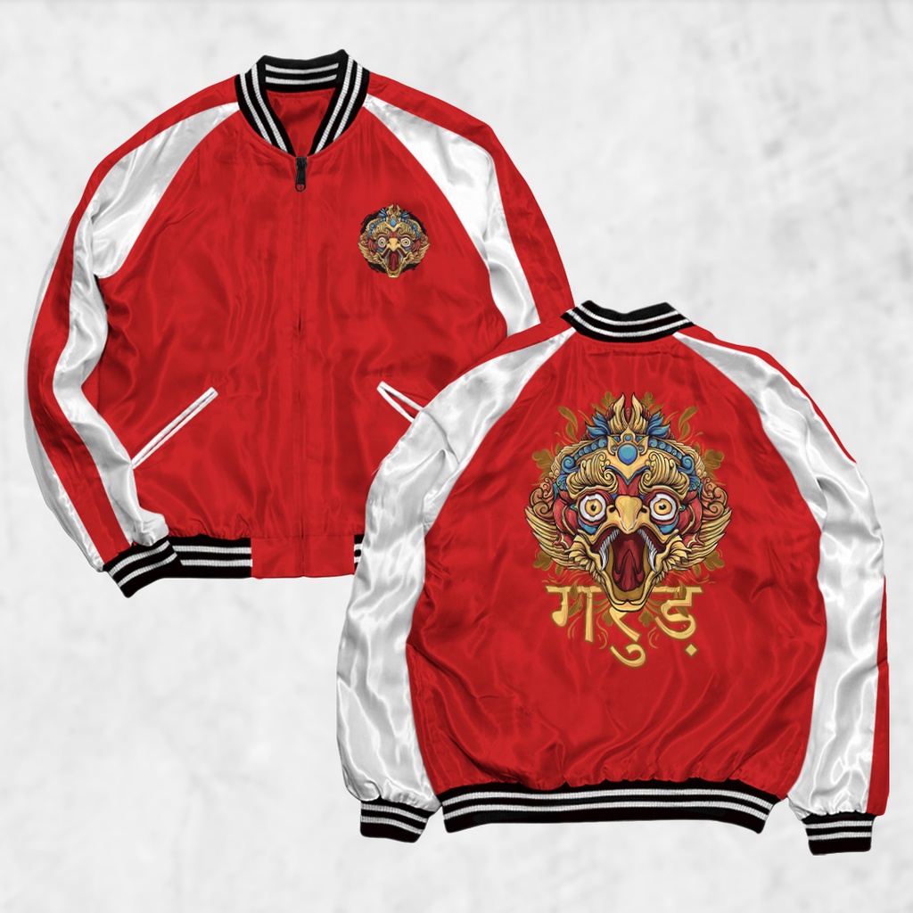 Fortglass Jaket Sukajan Motif GARUDA Sablon Jaket Pria Wanita Distro Unisex Japan Premium Original