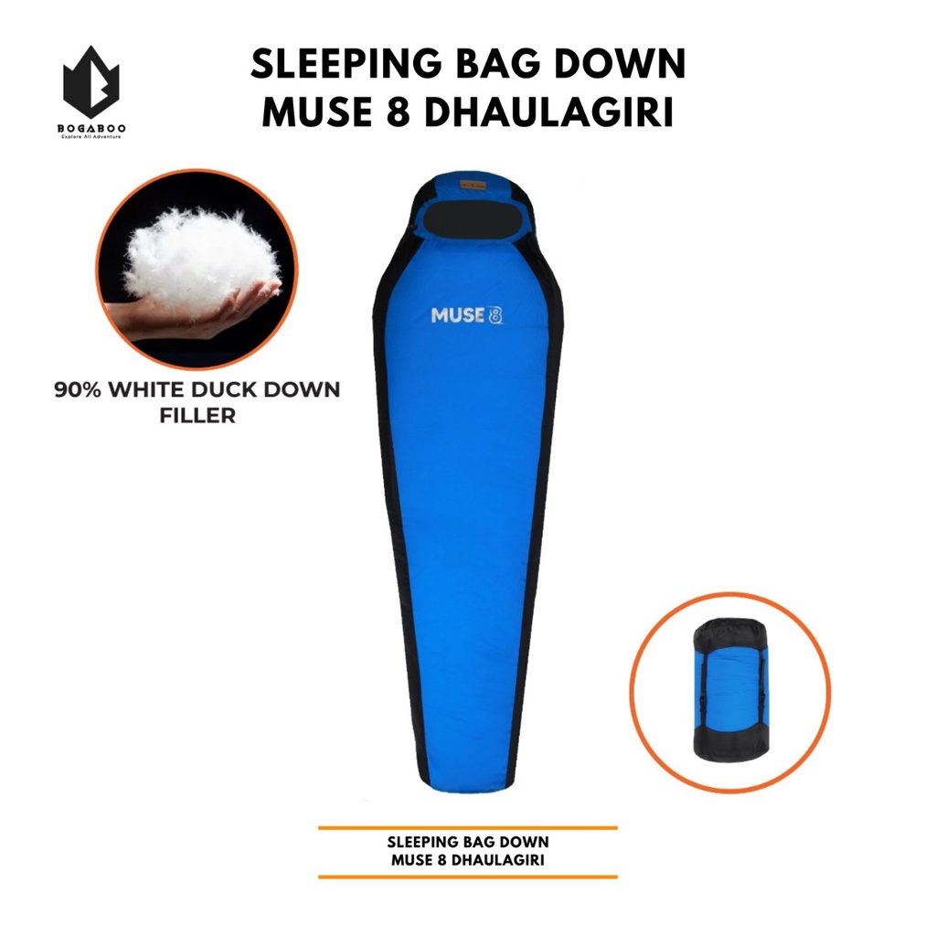 Sleeping Bag Dhaulagiri Down Muse 8 -Sleeping Bag Bulu Bebek Putih Extra Hangat -  Kantung Tidur Kom