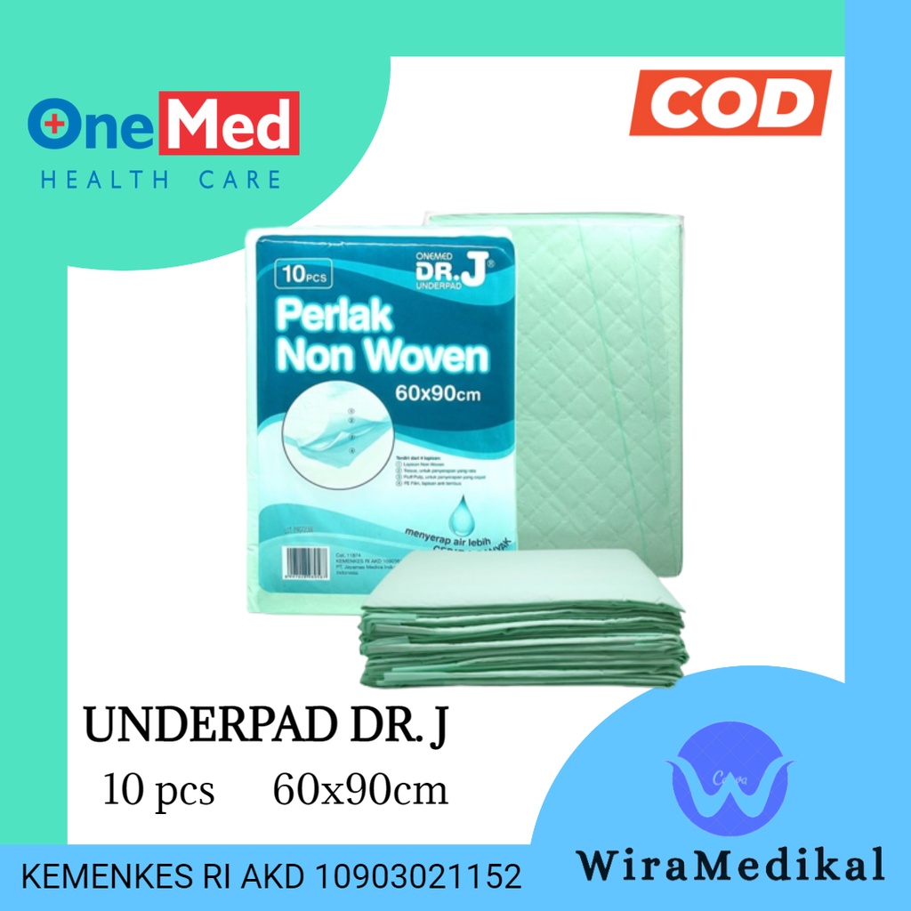 Underpad 60 x 90cm DR J Perlak Dr. J Onemed  Perlak Non Woven 60 x 90cm