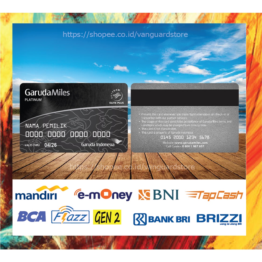 KARTU E MONEY E TOLL KARTU GARUDAMILES GREY DEBIT CREDIT EMONEY MANDIRI FLAZZ BCA BNI TAPCASH BRIZZI BRI - 2 SISI